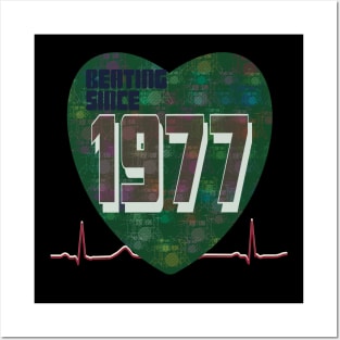 1977 - Beating Since (heart with green drum Kit overlay) Posters and Art